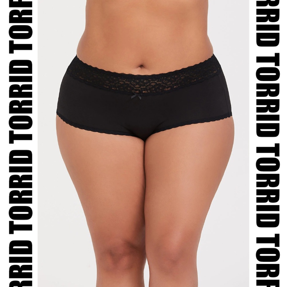 Torrid - Black Wide Lace Cotton Brief Panty